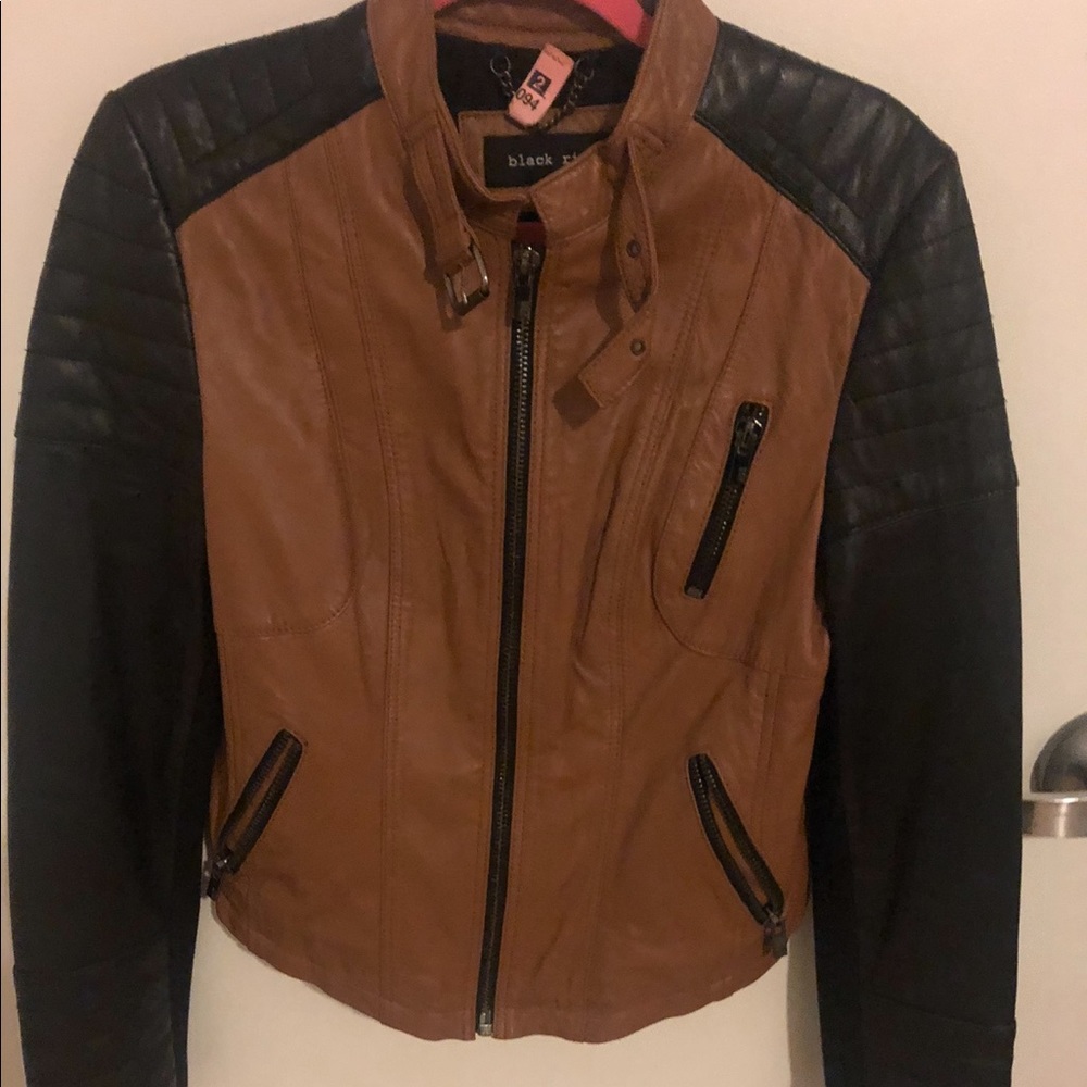 Color Block Faux Leather Jacket - Picture 2 of 3